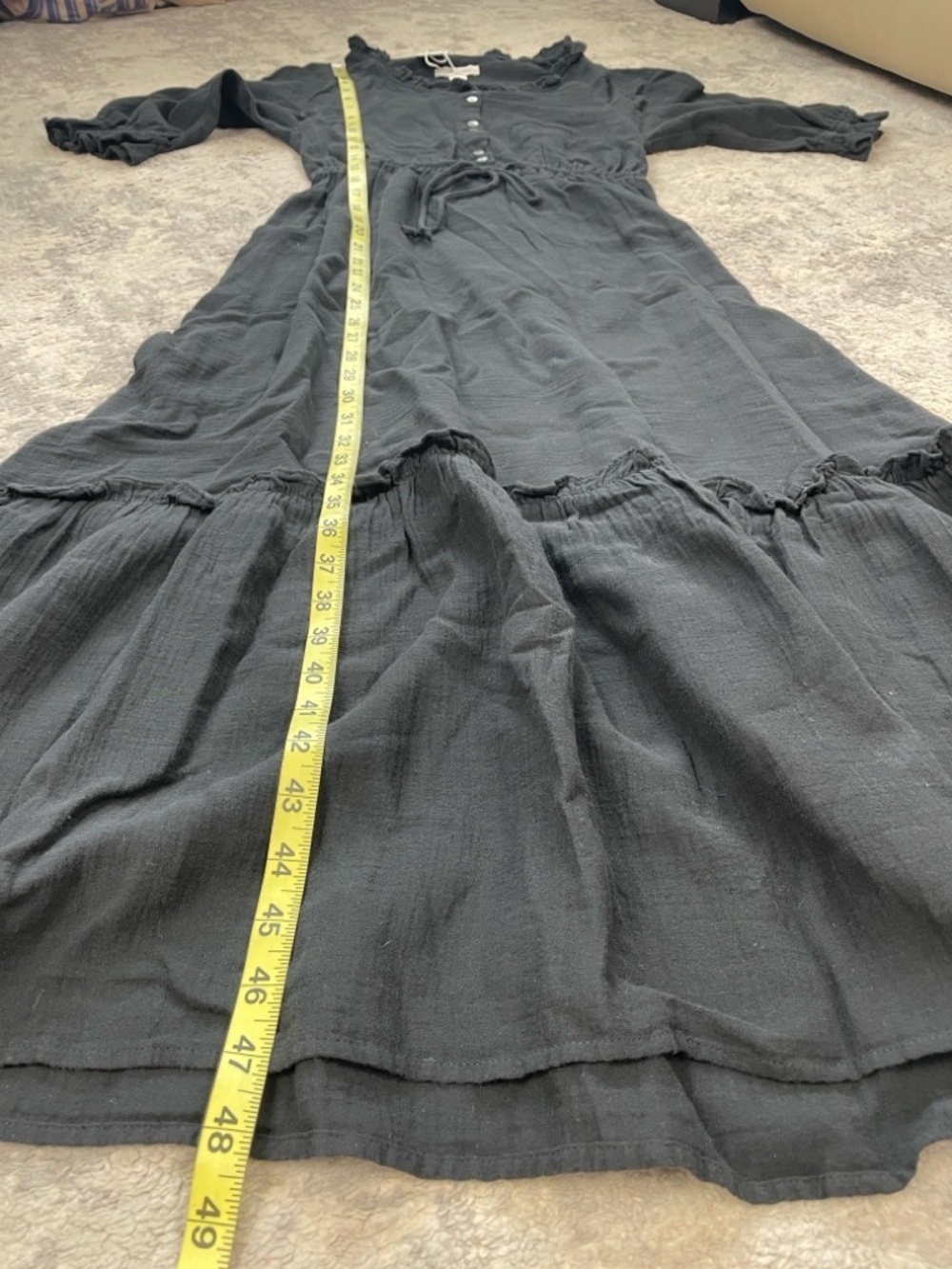NWT Outerknown Odyssey Gauzy Cotton Midi Dress Black Boho Sz XS - Picture 12 of 14